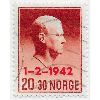 NORWAY 1942 QUISLING PUPPET LEADER WAR TIME GERMAN OCCUPATION USED OVERPRINT