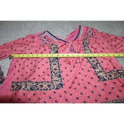 Womens BOHO Blouse Tunic Top Size 1X Pink Vintage America Brand