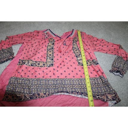 Womens BOHO Blouse Tunic Top Size 1X Pink Vintage America Brand