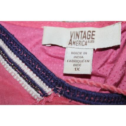 Womens BOHO Blouse Tunic Top Size 1X Pink Vintage America Brand