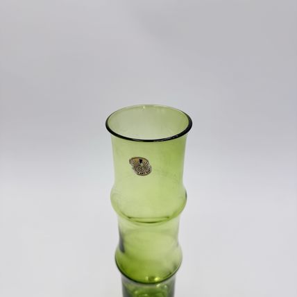 MCM SWEDISH ASEDA ART GLASS Green BO BORGSTROM GLASBRUK Bamboo VASE 9”