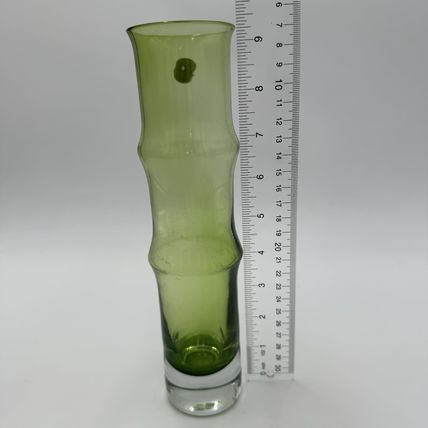 MCM SWEDISH ASEDA ART GLASS Green BO BORGSTROM GLASBRUK Bamboo VASE 9”