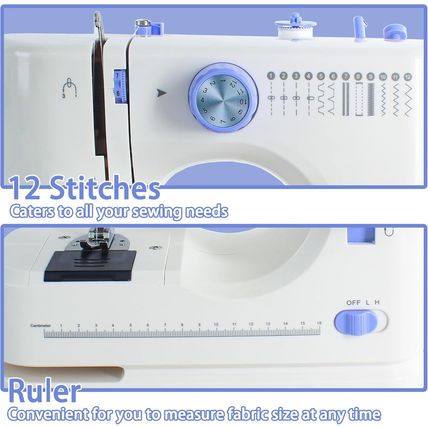 Sewing Machine for Beginners with 20 Pcs Fabric and 32 Pcs Sewing Threads Kit,Po