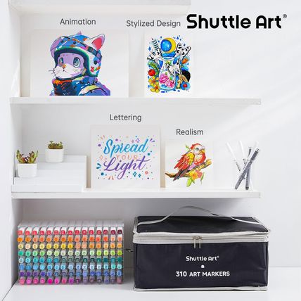 Shuttle Art 310 Colors Alcohol Markers, 309 Colors Dual Tip Art Marker Set plus