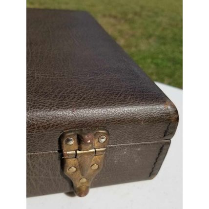 Vintage Dark Brown Leather Attache Briefcase Airway Presto Combination Lock
