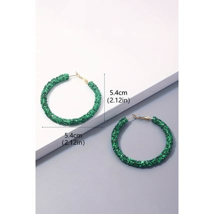 Dark Green St. Patricks Fashion Daring Sequin Loop Earrings