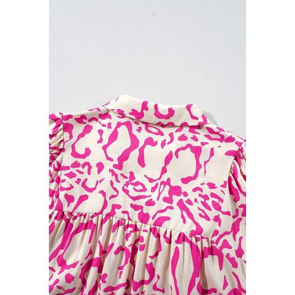 Pink Leopard Print Loose Fit Babydoll Mini Dress
