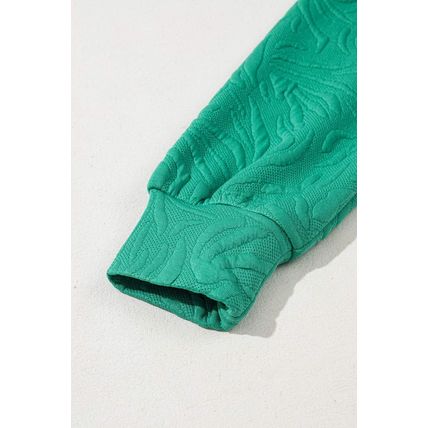 Sea Green Jacquard Textured Quarter Zipper Shift Mini Dress