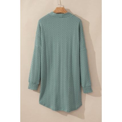 Canton Textured Knit Side Pockets Open Front Cardigan