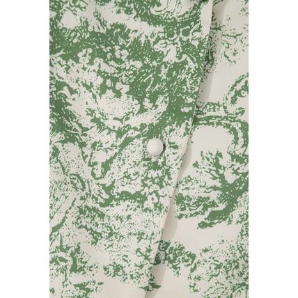 Green Landscape Print Tied 3/4 Sleeve Shirt with Sash