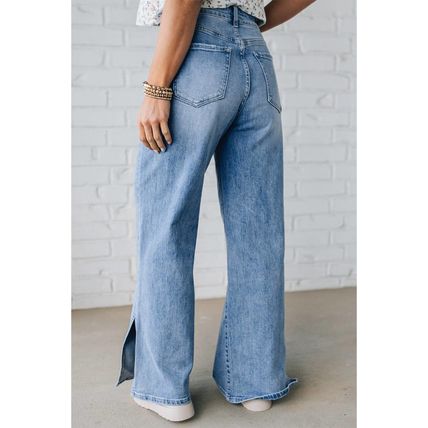 Myosotis Slit Leg High Rise Drawstring Casual Jeans
