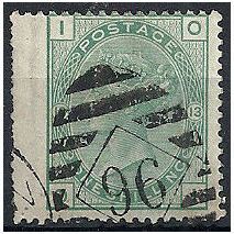 1876 SG150 1/- Green Plate 13 Good+/Fine Used Wing Margin "OI".