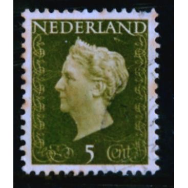 NETHERLANDS 1947 SG 640 5c YELLOW GREEN FINE USED #