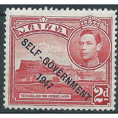 Malta 1948 SG238 2d Scarlet (light gum crease) Self Government Mounted Mint....