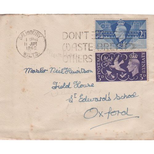GB 1946 cover Salisbury to Oxford with Productivity stamps see rest