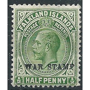 Falkland Islands 1920 SG70c 1/2d Dull Yellow-Green WAR STAMP Mounted Mint ..