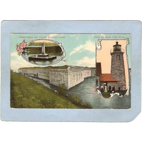 CAN Quebec Lighthouse Postcard Point Au Roche Lighthouse & United States &~985