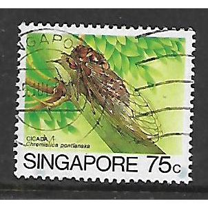 SINGAPORE 1985 INSECTS CICADA PONTIANAKA CHREMISTICA SG 498 FINE USED#