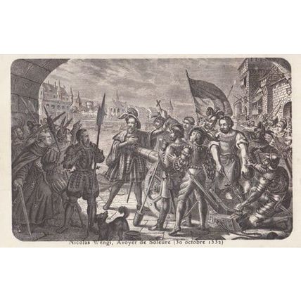 Bataille De Soleure 1532 Antique Switzerland Medieval Battle Military Postcard