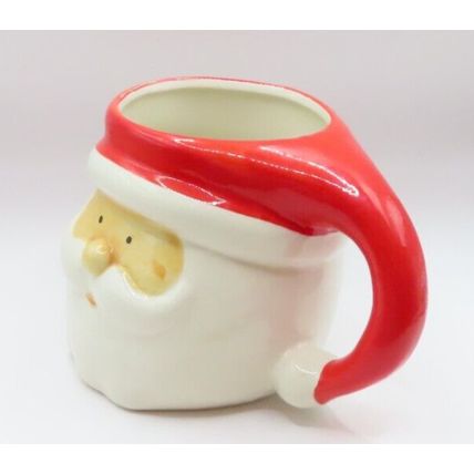 Santa Head Mug Ceramic with Red Santa Hat Drink 10 CM Holiday Tableware Holiday