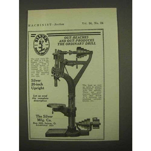 1922 The Silver Mfg. Co. 20-Inch Upright Drill Ad