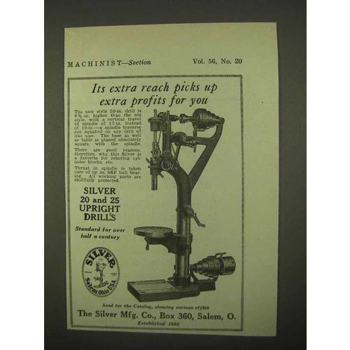 1922 The Silver MFg. Co. 20-Inch Upright Drill Ad - Extra Profits