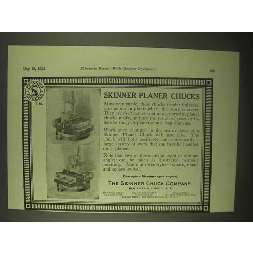 1922 The Skinner Chuck Company Planer Chucks Ad