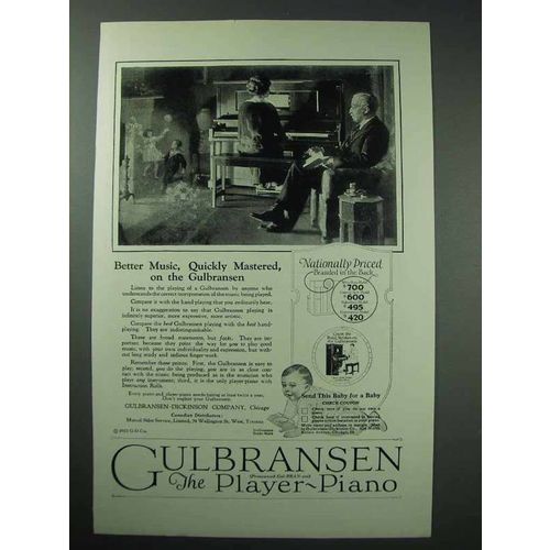 1923 Gulbransen Player Piano Ad - Better Music