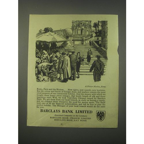1949 Barclays Bank Ad - A flower Market, Rome