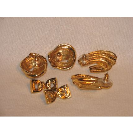 3 Pairs Napier Pierced Earrings Gold Tone Vintage