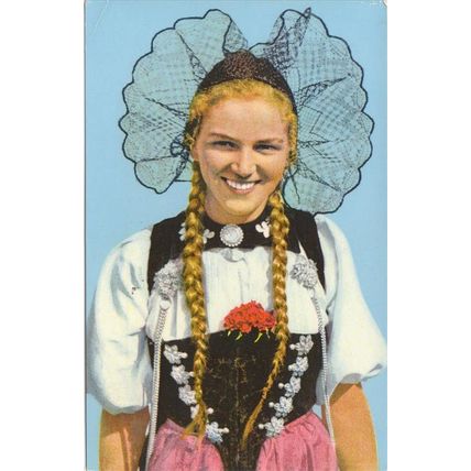 Young Female In Swiss Costume Postcard (GLM1302)