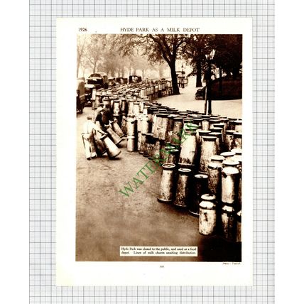 9200) Hyde Park Milk Depot National Strike - 1930s Cutting / Print