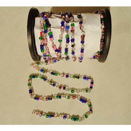 Multi color seed bead rosary chain 1 Yard Jewelry Making Crafting bdc03