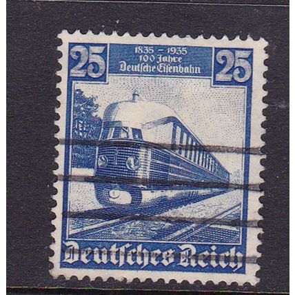 GERMANY 3RD REICH 1935 25pf TRAIN STAMP USED SG579 #2