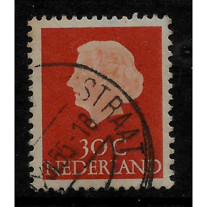 NETHERLANDS 1953 30c ORANGE QUEEN JULIANA SG 780a FINE USED#