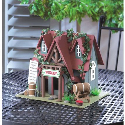 Wooden Birdhouse Cottage Vineyard Home Yard Garden Unique Decorative Cute Gift