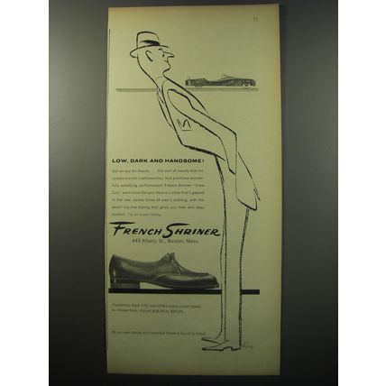 1955 French Shriner Style 229 Shoes Ad - Low, dark and handsome