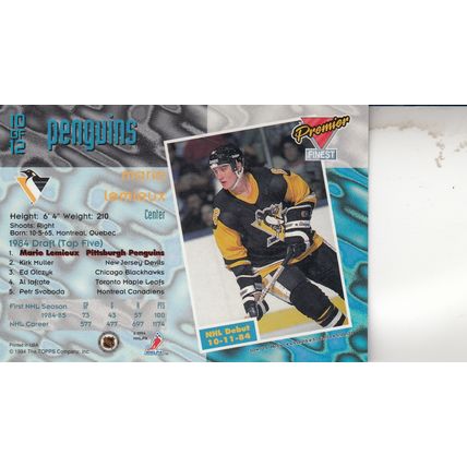 MARIO LEMIEUX 1994 AUTOGRAPHED PITTSBURGH PENGUINS HOF STANLEY CUP CHAMPION CTR