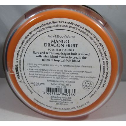 Bath & Body Works 3-wick 14.5 oz Candle Mango Dragon Fruit