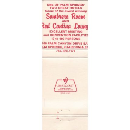 Gene Autry Hotel, Palm Springs, CA - Vintage Matchbook Cover