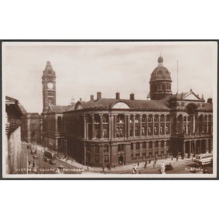 Victoria Square, Birmingham, Warwickshire, 1955 - Valentine's RP Postcard