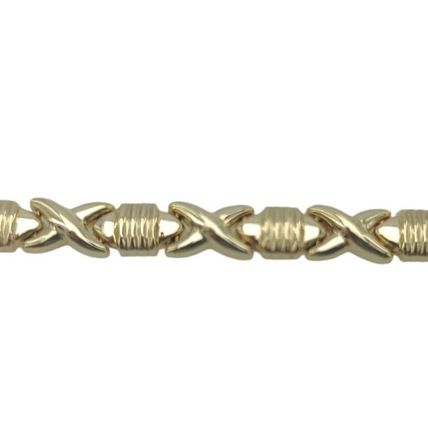 Ladies Fancy XOXOX Link 7" Ladies Bracelet Solid Real 14K Yellow Gold 8.8 Gr