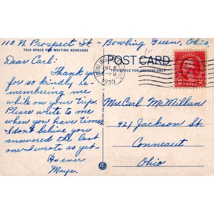 ZAYIX US Postcard Bowling Green State College, Ohio Machine cancel 0324M0365