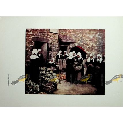 Vegetable Market, Brittany, France, Menpes, Book Illustration (Print), 1903