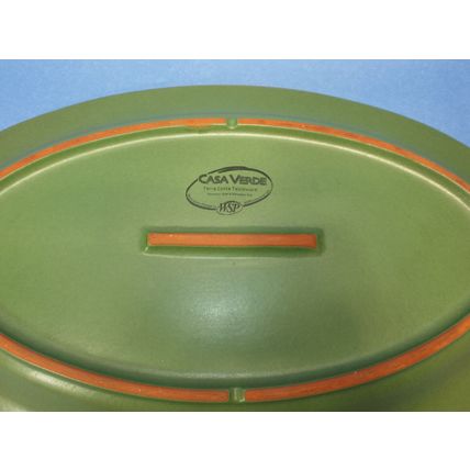 3 WSP Casa Verde Terra Cotta 18" Oval Serving Platter Tableware Green Portugal