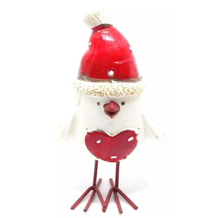 Christmas Bird Ornament Wearing a Red Santa Hat 11.5 cm - Festive Gift Holiday