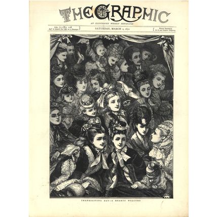 THANKSGIVING DAY - A HEARTY WELCOME 1872 VICTORIAN ENGRAVING