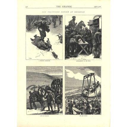 VOLUNTEER REVIEW AT BRIGHTON 1872 Horace Harral VICTORIAN ENGRAVING
