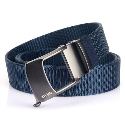 Men's nylon buckle automatic belt with hollow buckle head, casual waist belt