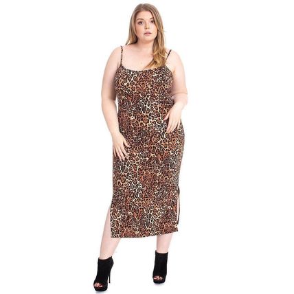 Leopard Print Cardigan & Dress Plus Size Set